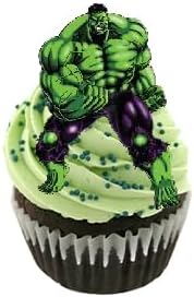 Miniatura 5 de Hulk - 24 decoraciones para tartas de Hulk, decoración de pasteles, suministros de fiesta de cumpleaños de Hulk (14)