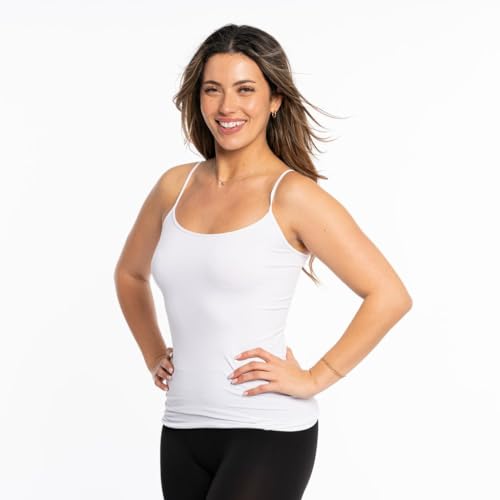 Image of Malibu Sugar Womens Camisole Tank Tops - Seamless Fitted Spaghetti Strap Cami Stretch Basic Womens Camisole for Layering XS-M