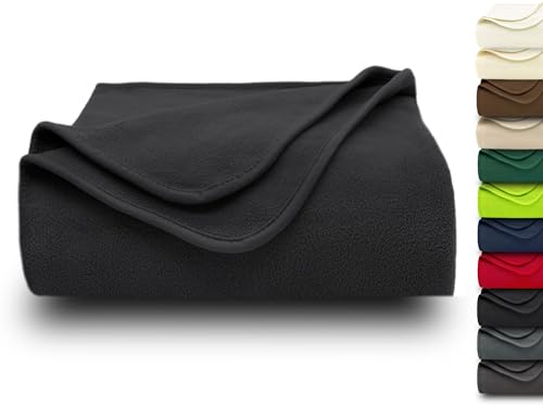 ZOLLNER Couverture Douillette 130x170 cm - Couverture Polaire Douillette - Lavable jusqu'à 95 °C - Bordure de Haute qualité - Antistatique - Polyester - Couleur Noir - certifiée Oeko Tex®