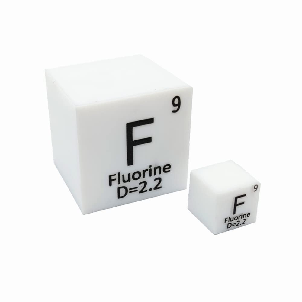 Fluorine Cube F 75.98% Tefloon Element Cube Pure 10mm Density Cube for Element Collection Periodic Table Hunter, and More (0.39