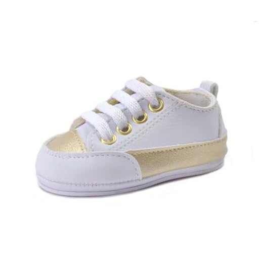 Sapatinhos Bebê-Tenis recém-nascido primeiros passos soft Forrado14/20 pezinhos baby 1001B (Branco Dourado, 16)