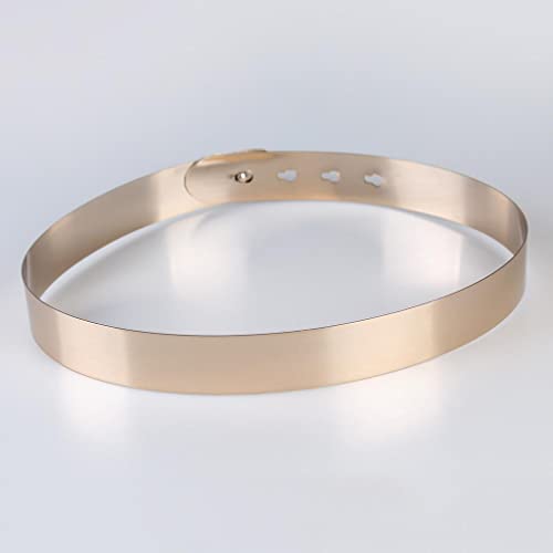 Women' Belt, Large Shiny Plate Waist Mirror, Gold, 76 cm2