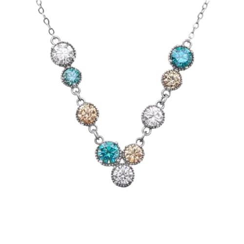 Collier Rond Cyan Moissanite 3.6 CT MOCHAMIK argent 925 plaqué or blanc 18 carats