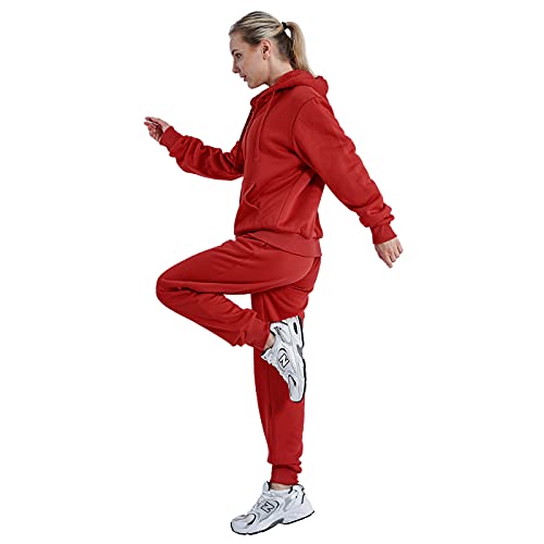 Leehanton Jogging Suits For Women Sherpa Lined Warm Up Outfit Sweat Suits Winter Zip Up 2 Pieces Hoodie And Pants Set Wine L #TOP2