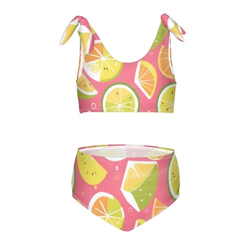 Green Kiwi Lime Pink Girl Two Piecing Kids Bikini Set Quick-Dry Swimsuits Swimming Suits Adjustable Strap