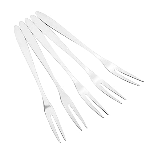 OFFSCH 6Pcs Stainless Steel Dessert Forks Elegant Two Prong Fruit Forks for Appetizers Seafood and Cakes Lightweight Tableware for Parties and Everyday Use