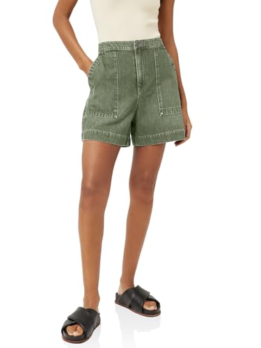 Cicy Bell Damen Jeans Shorts Sommer Baggy Kurze Denim Hose Hohe Taille Weite Jeansshorts Basic Hot Pants mit Taschen Armeegrün M