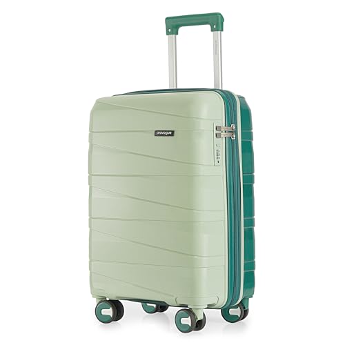 Image of Provogue Azure Hard-Sided PP 55 Cm Cabin Luggage Suitcase | Expandable Space with 8 Wheels Trolley Bags for Travel | Lightweight with Combination Lock | 5 Year Warranty (Laurel Green /Hunter Green)
