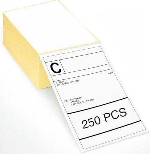 BrightMark - 4x6 Fanfold Shipping Labels – 250 Count | Strong Adhesive, BPA-Free, Jam-Free | Compatible with Rollo, Zebra, MUNBYN, Polono etc.