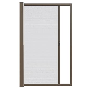 Foto di BRICOZONE Zanzariera A Rullo Avvolgibile Scorrimento Orizzontale Profilo Regolabile Riducibile Telaio In Alluminio Universale Con Maniglie Per Finestra Porte Balconi colore Marrone (120 x 250 cm)