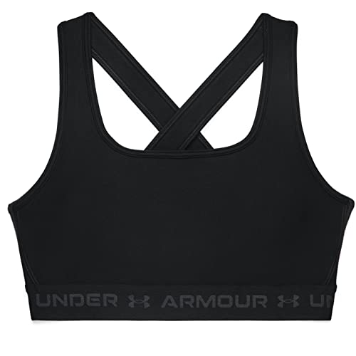 Image of Under Armour Mid Crossback, Light and Breathable High Support Sports Bra, Modern Running Bra for Women Women, Black / Black / Graphite, L