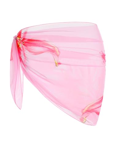 Image of ZAFUL Boho Beach Cover Ups for Women Sarong Coverups Sheer Bikini Chiffon Wraps Skirts for Swimwear
