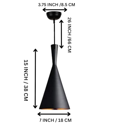 Image of GreyWings Modern Black Aluminium Hanging Pendant Light for Ceiling, Dcorative Lamp, 27 Holder, Inoor Light for Dining, Kitchen, Living Room,(Big) Pack of 2