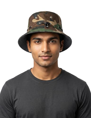 Image of Venzina Bucket Hat for Men Hat Cap for Men UPF 50+ UV Protection Packable Fisherman Sun Hat for Women Solid Reversible Camouflage Styles Beach Commute Travel Outdoor Hiking Round Cap