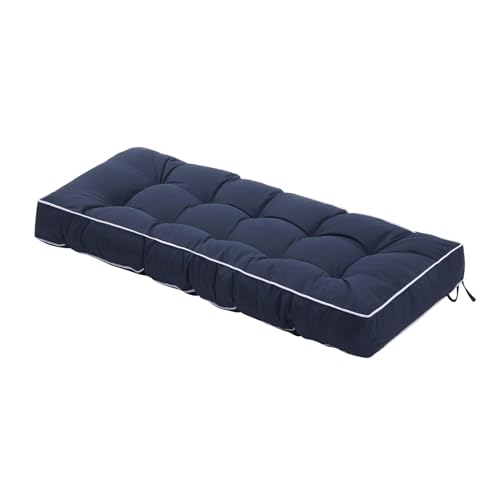 Maphissus 41 inch Outdoor Bench Cushion with Ties,Weather Resistant Thick Tufted Loveseat Seat Cushion for Patio Porch Chair Navy