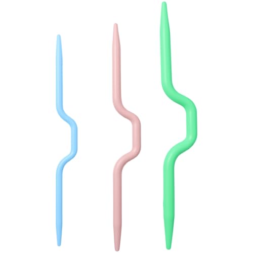 Image of FDXGYH 14pcs U Shape Multicolor Bent Cable Stitch Holder Needles Plastic Twist Curved Hand Knit Knitting Needles