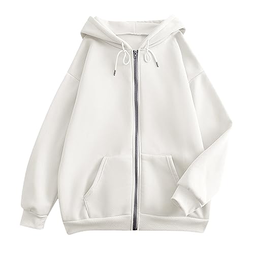 Zip Up Hoodie Women Casual Oversized Sweatshirts - Fall Fashion Fleece Lined Jacket - Thick Warm Coat Winter Clothing