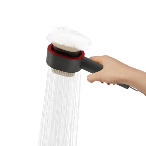 Alcachofa de ducha con cabezal de esponja y cabezal de cepillo y filtro de carbón largo para agua limpia, ducha de mano ergonómica con 200 microboquillas y textura antideslizante para el cuidado de la