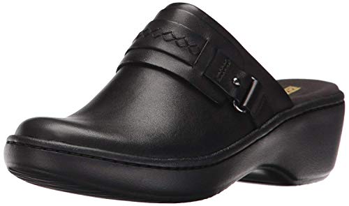 Clarks Women's Delana Amber Clog, Black Leather, 9 M US