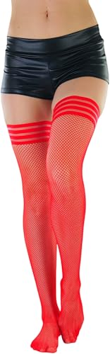 Image of ToBeInStyle Women's Modern Thin Tripple Striped Opaque Thigh High Stocking