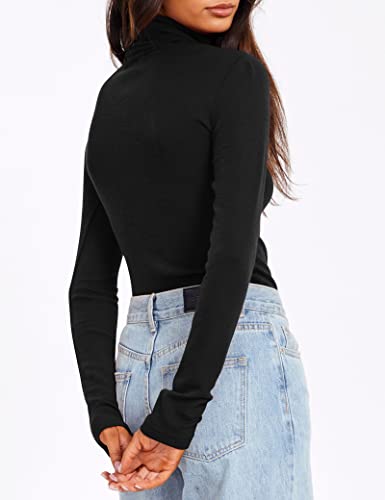 Trendy Queen Women's Plus Size Turtleneck Sweater Thermal Long Sleeve Pullover Layering Aesthetic Black