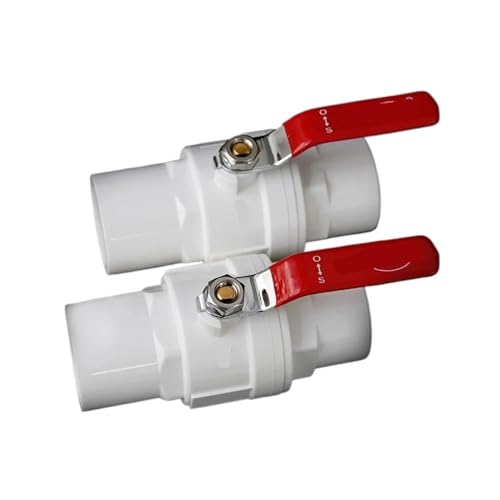 Válvula de bola de PVC de 2 vías con mango antideslizante rojo para control de flujo de agua 2