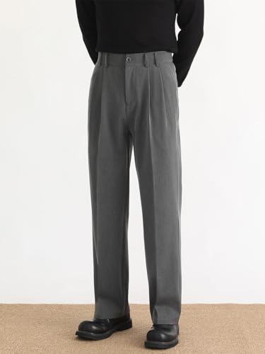 Men's Double Pleat Dress Pants Straight Wide Leg Comfort Waist Trousers Pants for Men2