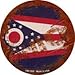 Ohio Rusty Stamped Novelty Mini Metal Circle Magnet CM-1200