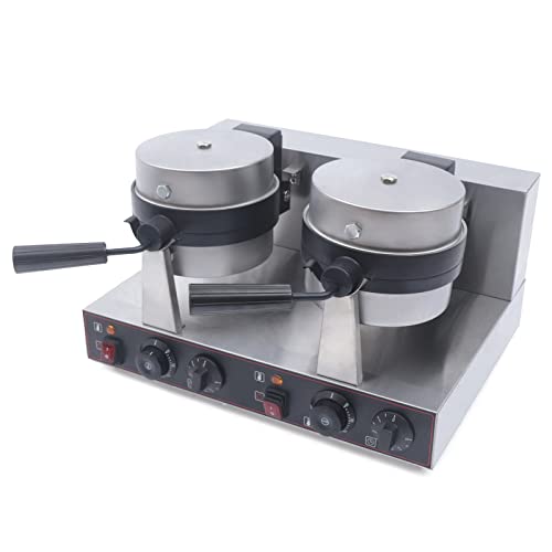 REHOUPTU Hamburger Maker, 110V 2400W Round Double-head Commercial Burger Maker, Adjustable Heat and Time Stainless Steel Burger Machine, Non-stick Electric Maker for Restaurant Bakeries Snack Bar
