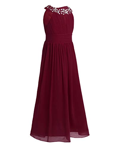 TiaoBug-Girls-Evening-Dress-Long-Chiffon-Beads-Pleated-Flower-Girl-Dresses-Wedding-Bridesmaid-Pageant-Prom-Ball-Dance-Gown-Burgundy-10