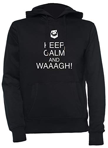Luxogo Keep Calm and Waaagh! Unisexe Noir Sweat À Capuche Homme Femme Unisex Black Hoodie Men's Women's