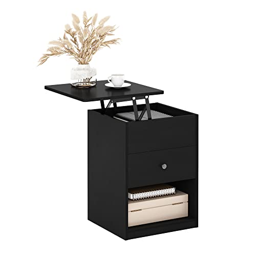Image of Furinno Jensen Lift Top Nightstand, Americano