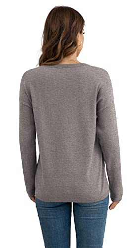 Viishow Women's Sweater Long Sleeve Loose Pullover Knit Jumper,Gray,Medium #TOP3