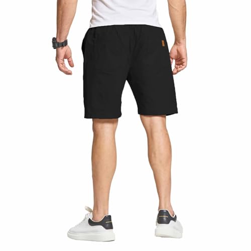 JustSun Mens Shorts Casual Cotton Summer Workout Golf Chino Shorts Beach with Elastic Waist and Pockets - Image 3