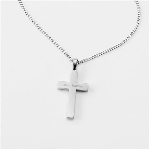 THINGS REMEMBERED Engraved Two Tone Stainless Cross Necklace (Free Customization)