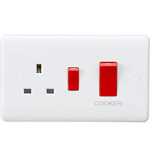 Knightsbridge CU8333 Curved Edge 45 A DP 13 A Switched Socket, White