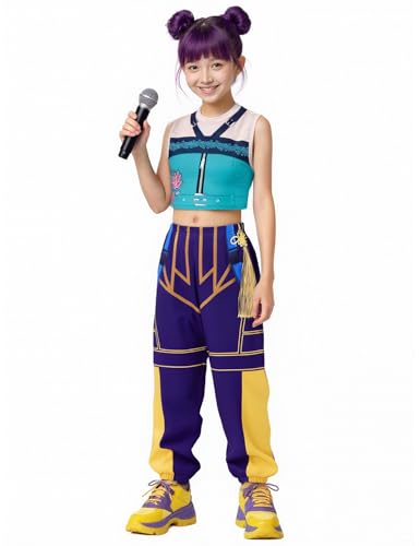 Girls Demon Pop Singer Hunters Costume Star Stage Outfit, 2-Piece Idol Costume with 3D Graphic Top and Pants, Kids Halloween Costume Singers Leader Cosplay BQ075XL - 6