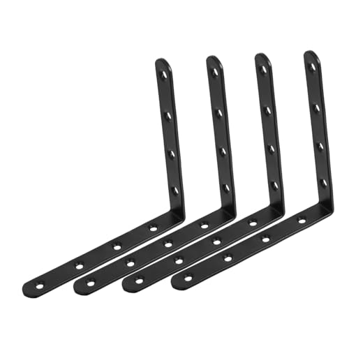 SOIMISS 4 Piezas soporte para panel de conexiones soporte recto de acero inoxidable soportes rectos soportes metalicos para madera soporte recto resistente placas de soporte corchete Black