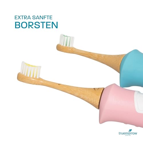 truemorrow Nachhaltige Ersatzbürsten aus Bambus für Philips Sonicare Kids Schallzahnbürste | 2er Set | plastikfreier biologisch abbaubarer Griff | vegan | Weiche Borsten – Bild 5