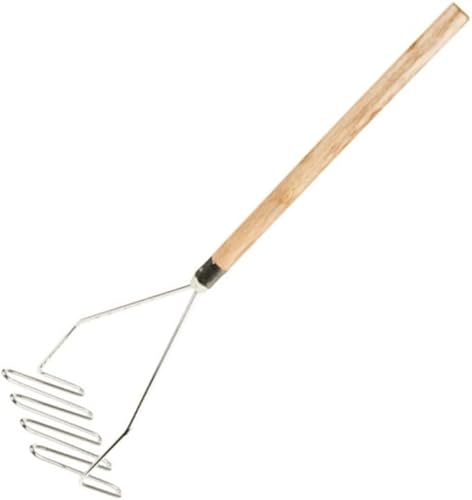 Triturador de papas cuadrado cromado de 24 pulgadas con mango de madera, herramienta de cocina de alta resistencia, triturador de papas y triturador