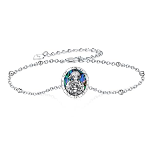 Joan of Arc Bracelet Sterling Silver Joan of Arc Medal Catholic Jewelry Gifts for Women Men