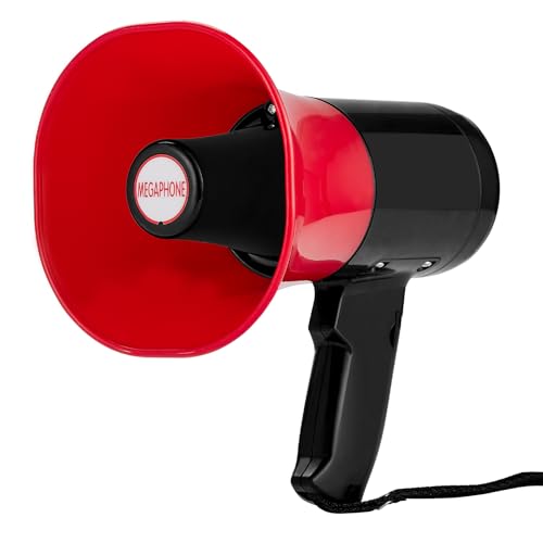 Bocinas, Sports BOJIA Altavoz Portátil Megáfono de PA Bullhorn, Altavoz de Mano, con 35W de Potencia, Micrófono, Volumen Ajustable, con Sirena Bullhorn, USB Flash Drive y...