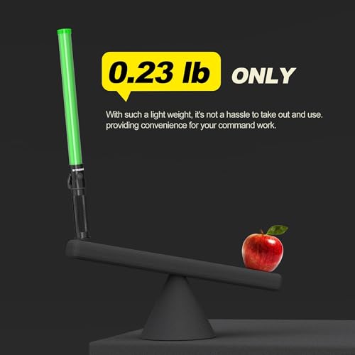 Image of E-riding 2 Pack Traffic Wand, 21 Inch Traffic Control Wand with 3 Flashing Modes & Side Clip, LED Safety Baton for Traffic Control, Parking, Aircraft, Car Directing (Green)