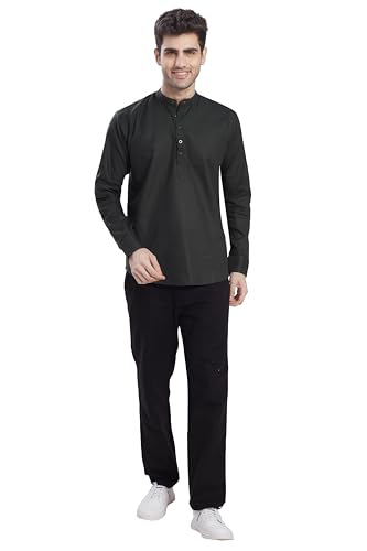 Image of DIVISIVE Men's Slim Fit Full Sleeves Cotton Short Kurta