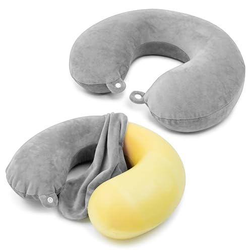 Philbinden 2 Packs Travel Neck Pillow Cover Reusable U Shaped Washable Soft Smooth Airplane Pillow Cover