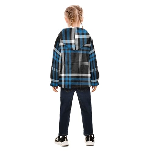 GuoChe Blue Black Plaid Scotland Christmas Toddler Girl Sherpa Jacket4