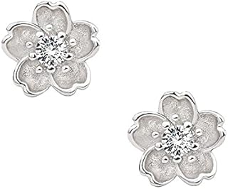 BZG Flower earrings Sterling Silver Cubic-zirconia Stud Earrings Flower stud earrings Earring for women Hypoallergenic earrings Silver earrings Sexy earrings