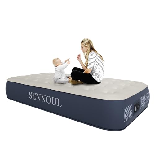 Air Mattress Twin with Built in Pump - 2 Mins Quick Self Inflatable,13"/550lbs Max Blow Up Bed, All Night Stability No Lost Air,No Peculiar Smell for Camping,Home,Guests & Portable Travel