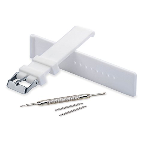 VINBAND Watch Strap Waterproof Replacement Rubber Watch Band Men Women Black Soft - 18mm, 20mm, 22mm, 24mm Silicon Watch Band with Tool (14mm, White)