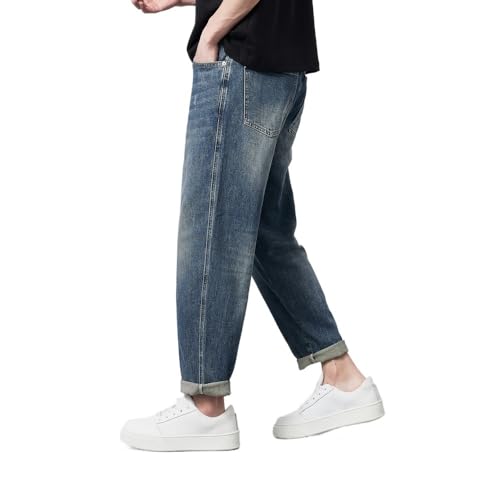 Small Straight Tube Washed Jeans, Mid Rise Men's Jeans3